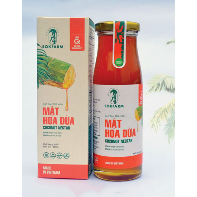 Mật Hoa Dừa - Sokfarm [250gr] - Đặc Sản Trà Vinh - Thực Phẩm Bổ Sung Chất Diện Giải - Gia Vị Cho Các Món Ăn, Sinh Tố, Nước Giải Khát - Thay Thế Đường, Mật Ong - Chứng Nhận An Toàn Vệ Sinh Thực Phẩm