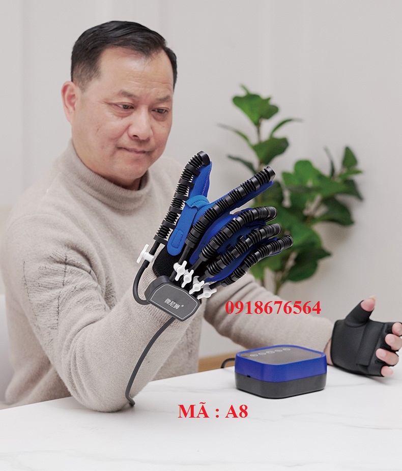 Găng tay robot A8 hỗ trợ tập các ngón tay cho người bị tai biến, người bị co cứng cơ ngón tay