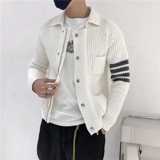 Áo Khoác Len Cardigan Kẻ Sọc Dáng Ôm Dễ Phối Đồ Thời Trang Mùa Đông Cho Nam Size M-3XL