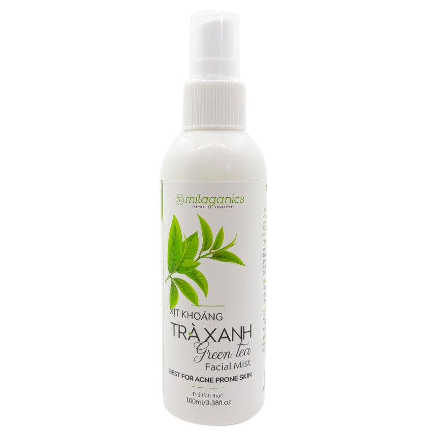 Xịt Khoáng Trà Xanh Cấp Nước, Ngăn Ngừa Mụn Milaganics