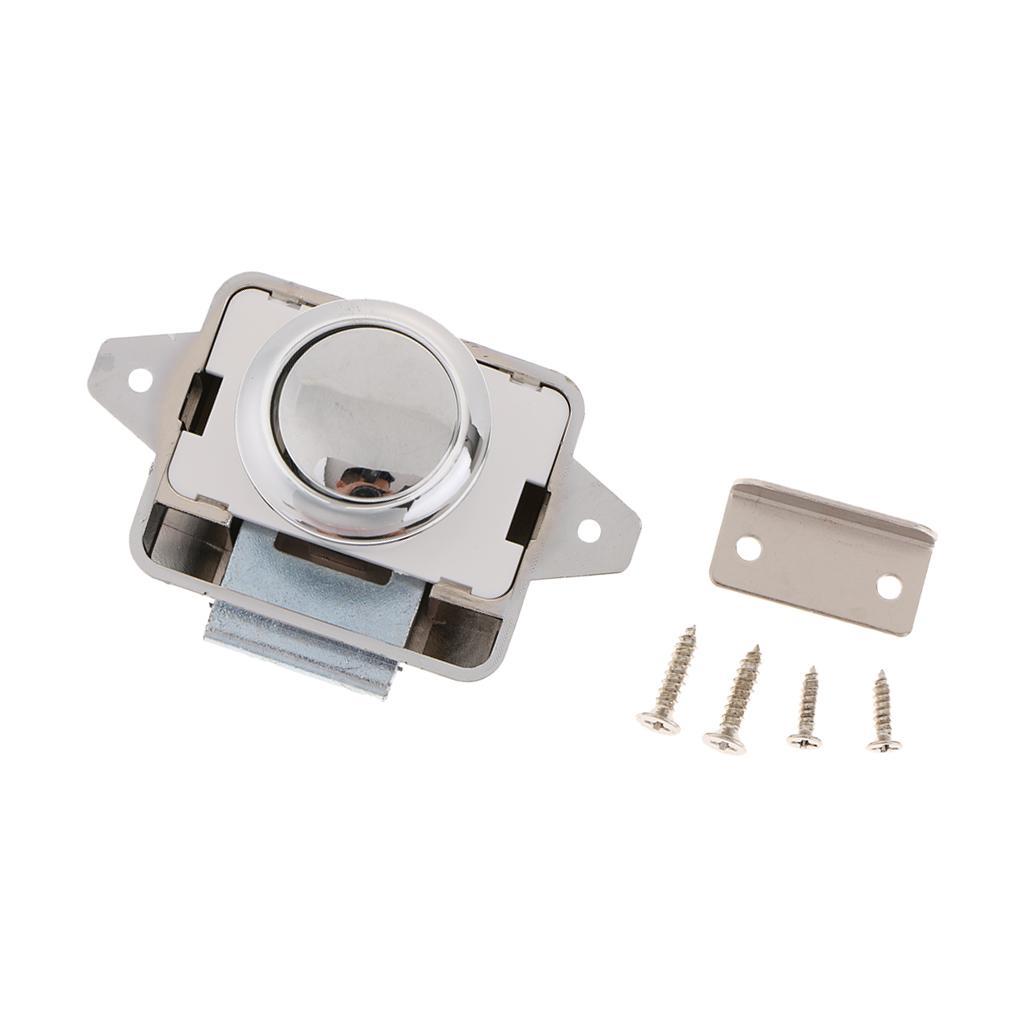 3x Push Button Drawer Cupboard Door Lock Latch Knob Motorhome Sliver