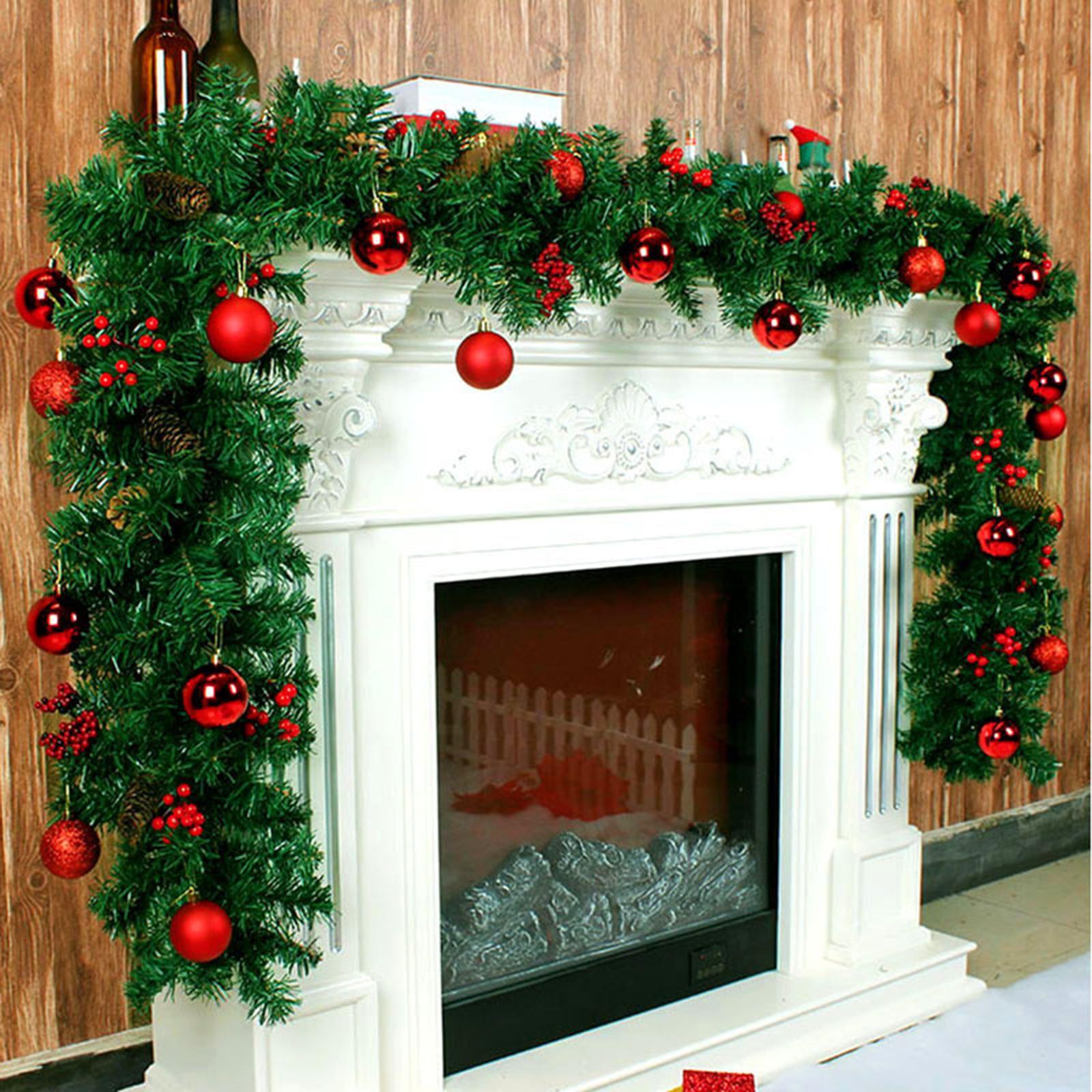 Christmas Garland Christmas Wreath Housewarming with Ball Ornaments Greenery Xmas Garland Holiday Garland for Balcony Outdoor