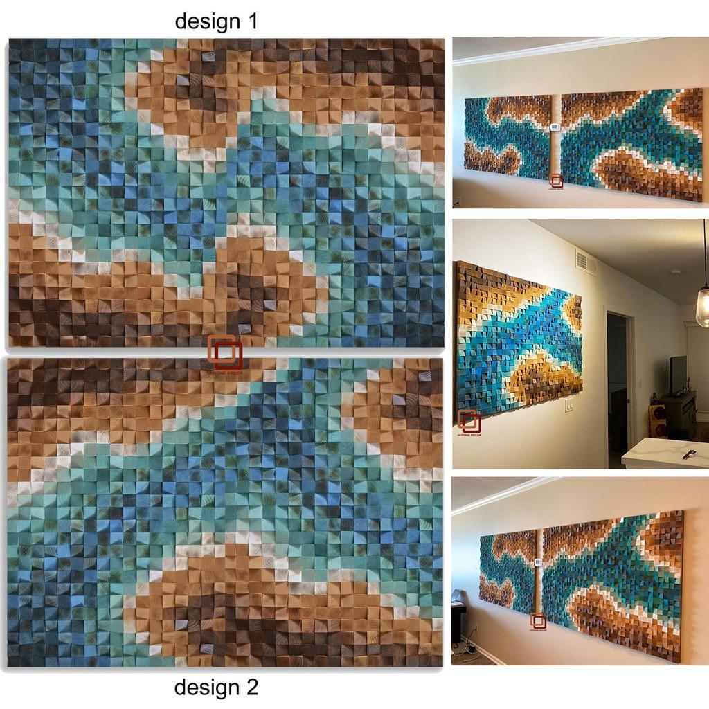 Tranh gỗ trang trí 3D SẮC MÀU BIỂN CẢ (Wood mosaic) - (KÍCH THƯỚC 40X60, 60X80cm)