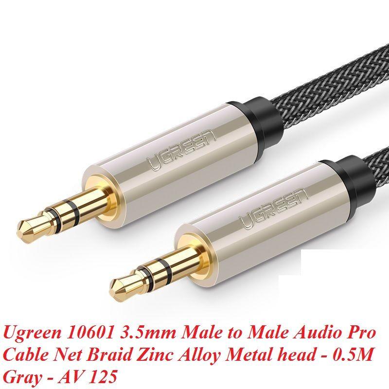 Ugreen UG10601AV125TK 0.5M màu xám đen cáp 3.5mm Pro audio đầu kim loại dây dù bọc chống nhiễu 50cm - HÀNG CHÍNH HÃNG