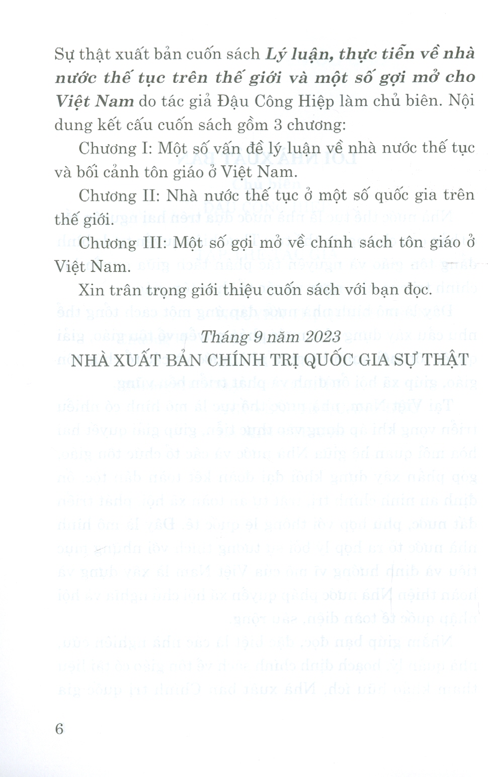 Lý Luận, Thực Tiễn Về Nhà Nước Thế Tục Trên Thế Giới Và Một Số Gợi Mở Cho Việt Nam