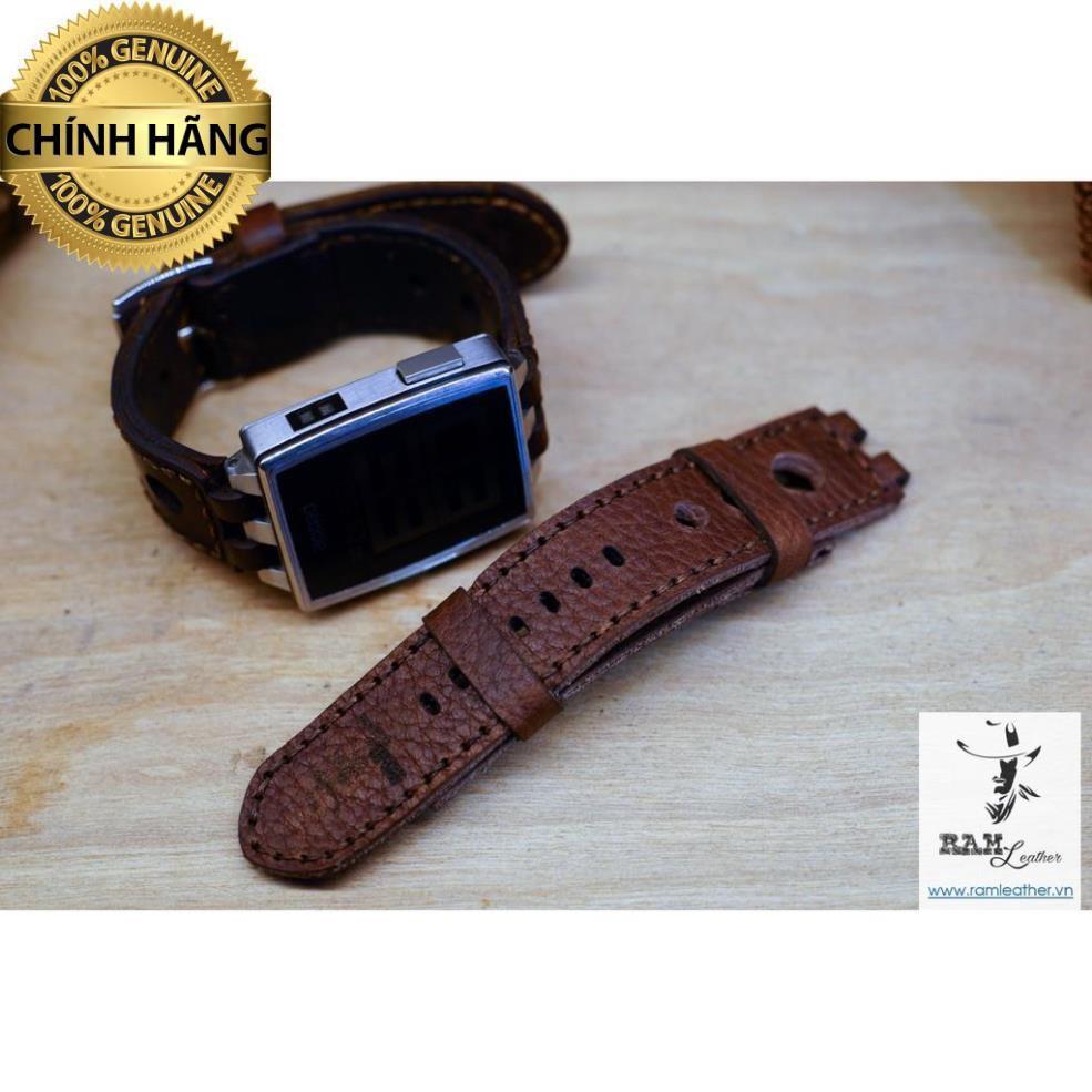 DÂY ĐỒNG HỒ PEBBLE STEEL DA BÒ THẬT RAM LEATHER - HÀNG CHÍNH HÃNG