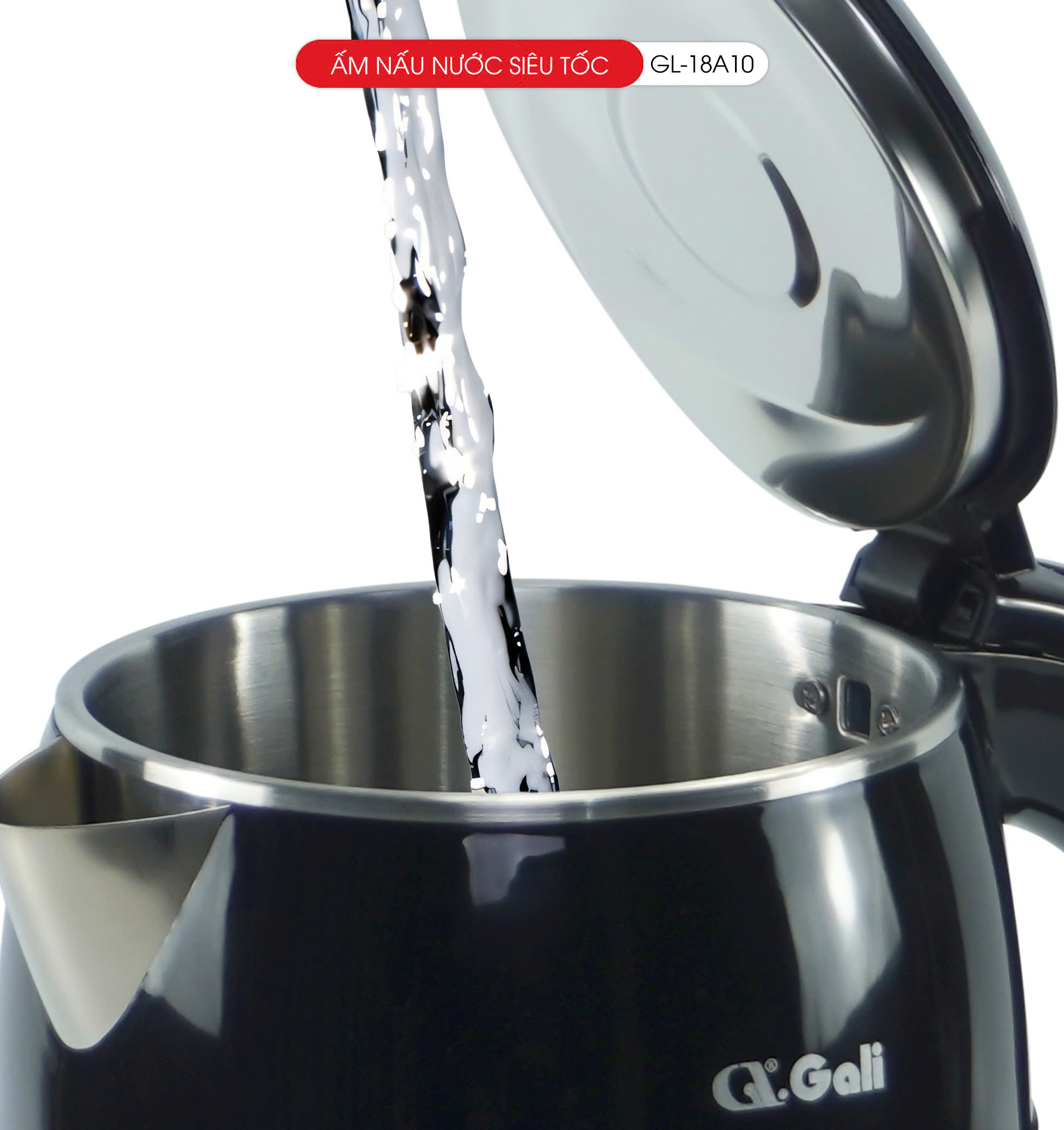 Ấm siêu tốc Gali GL-18A10 dung tích 2.2 Lít. Thiết kế 2 lớp chống nóng, giữ ấm . Hàng chính hãng, bảo hành 24 tháng