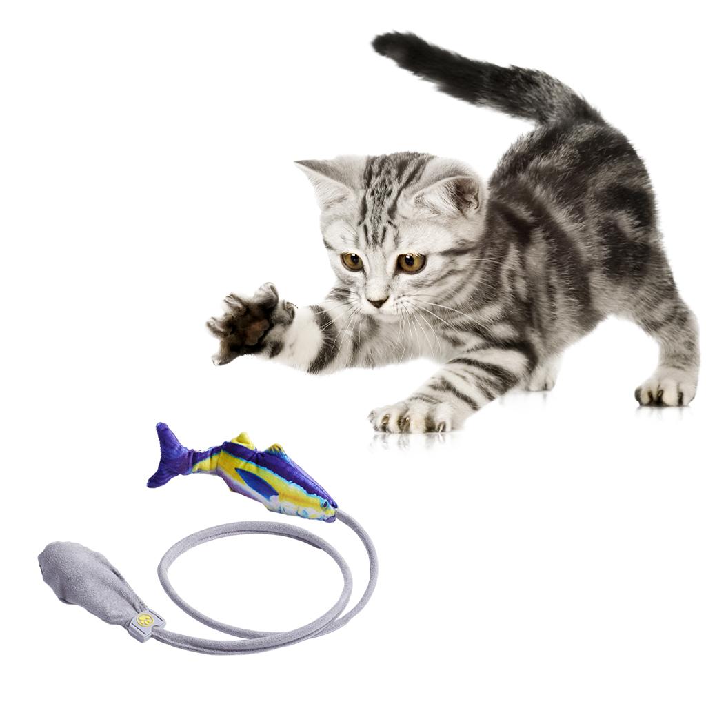 Moving Fish Cat Toy Realistic Interactive Flopping Fish Cat Kicker Catnip Toys for Indoor Cats Pets Kitten Manual Control Wagging Fish