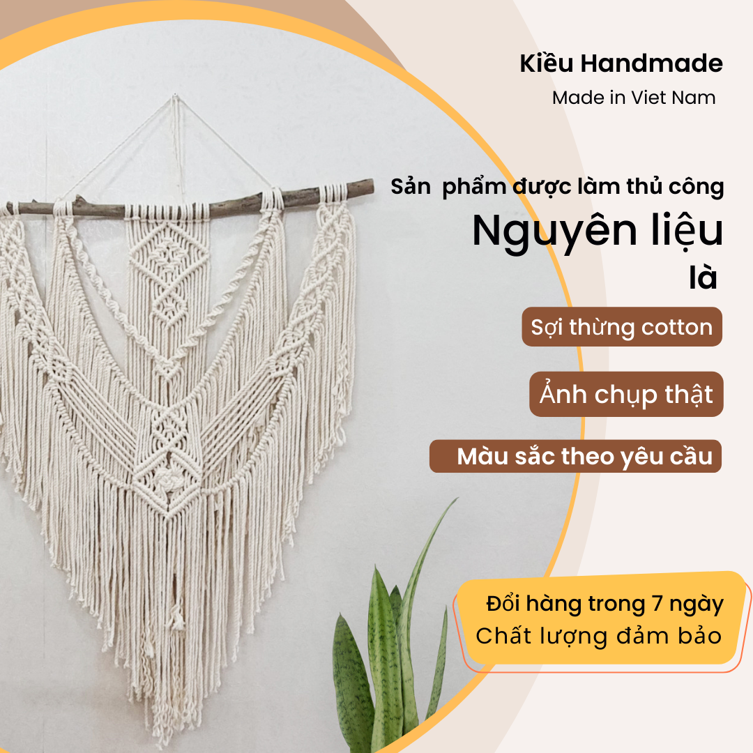 Macrame Trang Trí Tường Kích Thớc 70x100cm