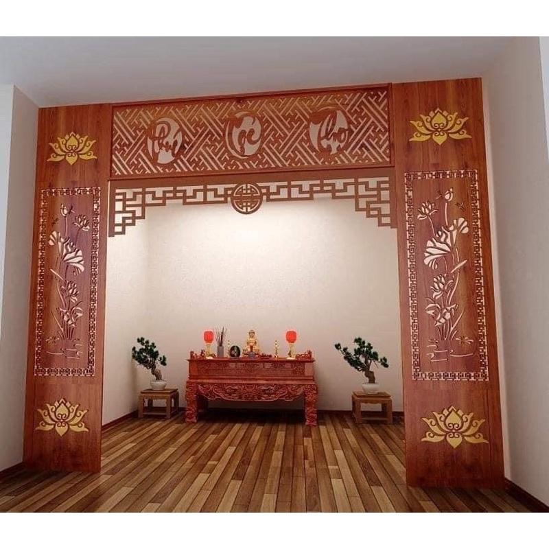 Vách tranh trí bàn thờ gỗ công nghiệp