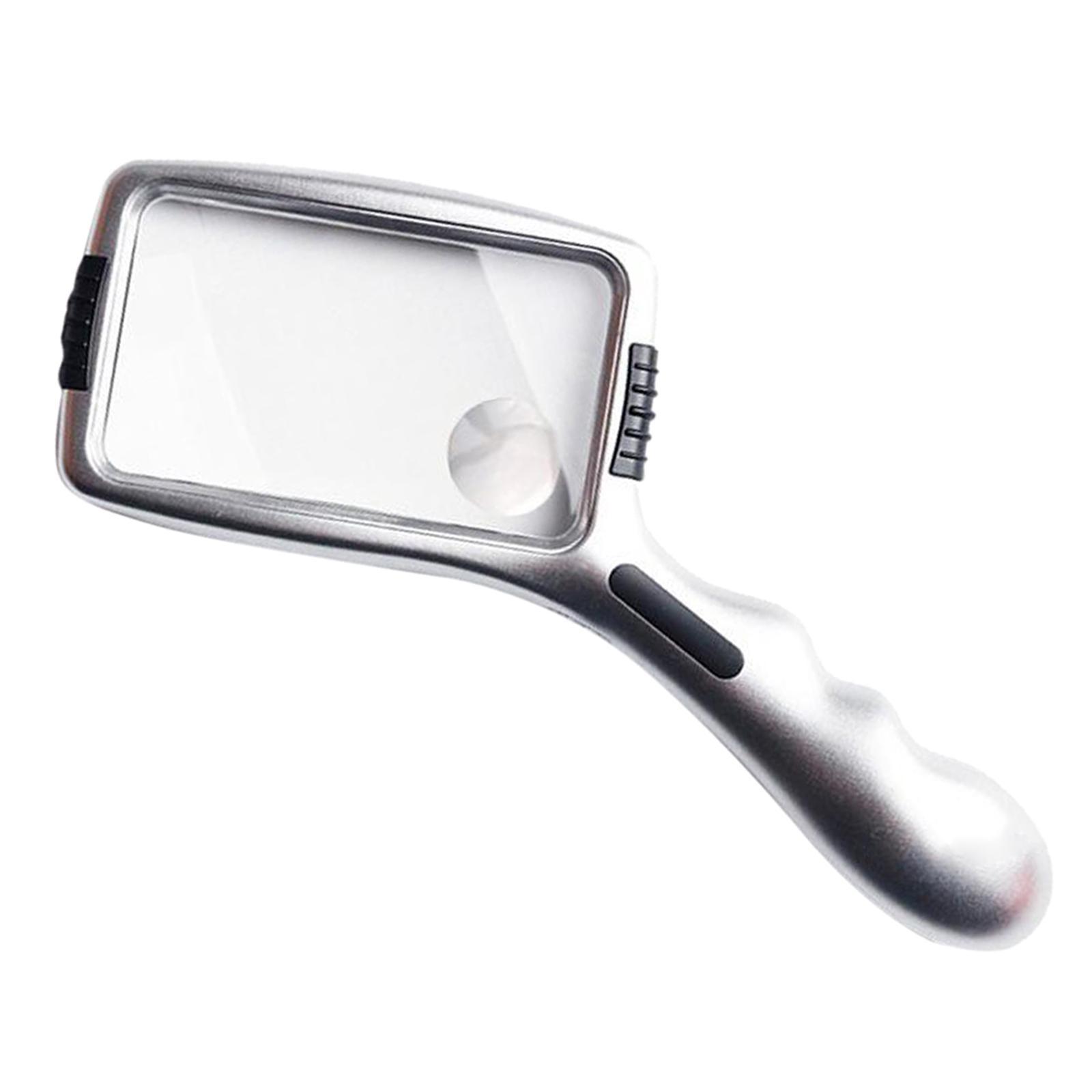 Hand Held Magnifying Glass & 10x LED Lamp Beads for Seniors Reading Repair