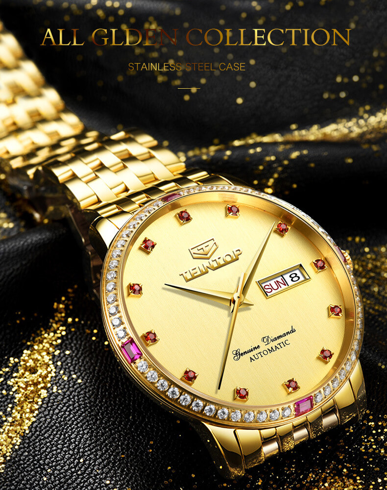 Đồng hồ nam chính hãng Teintop T7008-3 Fullbox, Kính sapphire ,chống xước,chống nước,dây kim loại thép không gỉ 316L, máy cơ , Mới 100%,Bảo hành 12 tháng,thiết kế đơn giản,sang trọng và lịch lãm