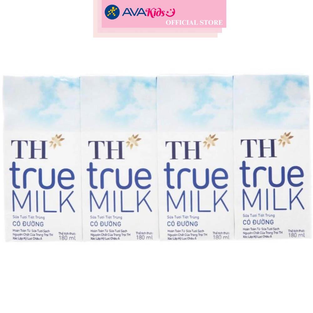 Lốc 4 hộp sữa tươi tiệt trùng TH true MILK có đường 180 ml (từ 1 tuổi)