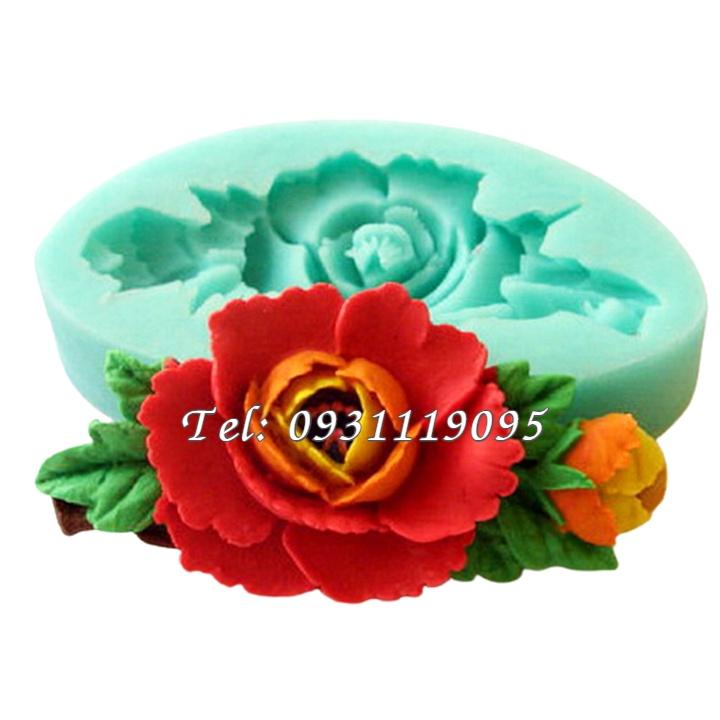Khuôn silicon hoa hồng kèm nụ - Mã số 1246