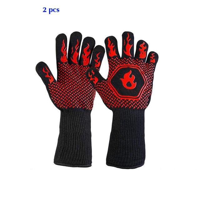 Barbecue anti-scald gloves Heat Glove Resistant BBQ Oven Gloves Kitchen Fireproof Gloves Anti-slip Gloves for Baking Cooking