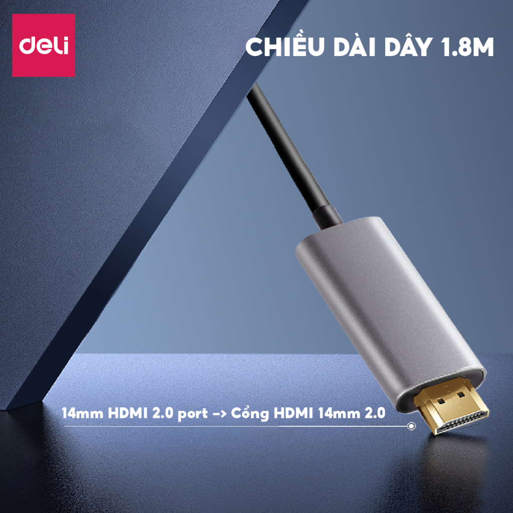 Hub Chuyển Đổi Type C Sang Hdmi 2.0 Aoka Deli - Hàng Chính Hãng - Cổng Chuyển Đổi Thiết Bị Hỗ Trợ Trình Chiếu Dây Dài 1.8M Chống Uốn Cong Tốc Độ Cao Cho Máy Tính Laptop Văn Phòng Sinh Viên