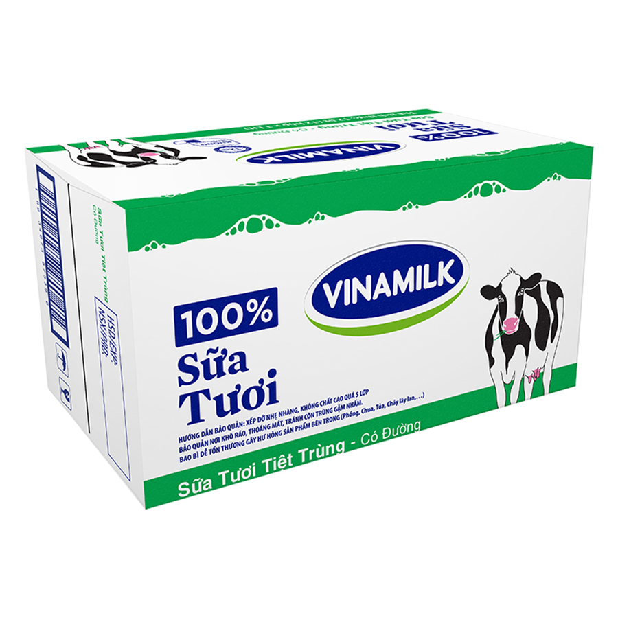 Thùng 12 Hộp Sữa Tươi Tiệt Trùng Vinamilk 100% Có Đường (1L)