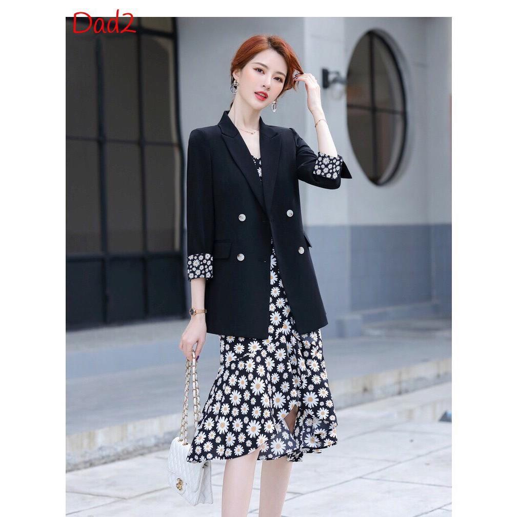SET ĐẦM KÈM ÁO KHOÁC PHỐI HOA CÚC DUYÊN DÁNG - KS540