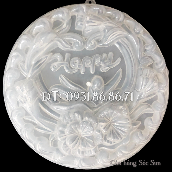 Khuôn rau câu sinh nhật, cưới hỏi hoa mẫu đơn chữ Happy loại 25 cm – Mã số 1821