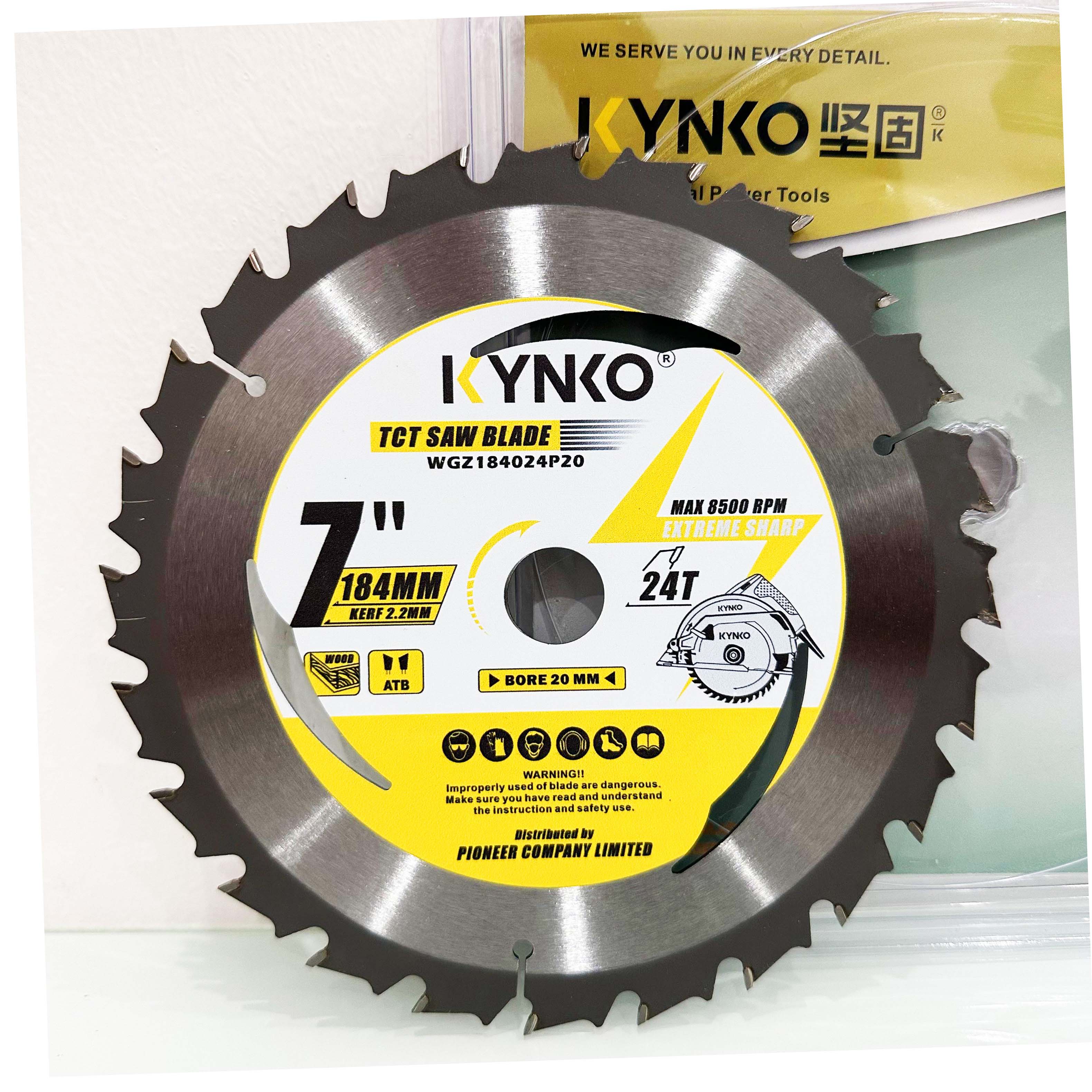 Lưỡi cưa gỗ TCT 24 răng đường kính phi Ø 184mm KYNKO WGZ184024P20_NEW24