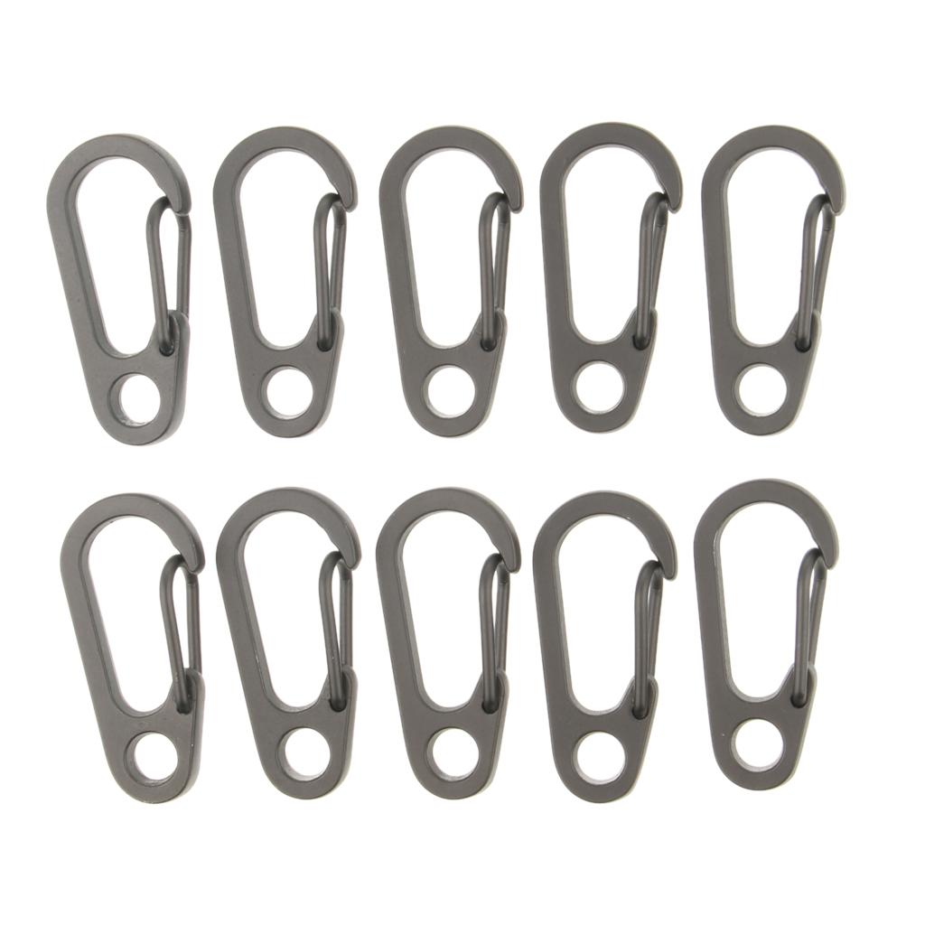 10Pcs Outdoor Camping Mini Carabiners Snap Spring Clip Hook Keychain Gray