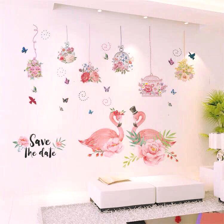 Decal dán tường Chuông gió và đôi hạc - HP448