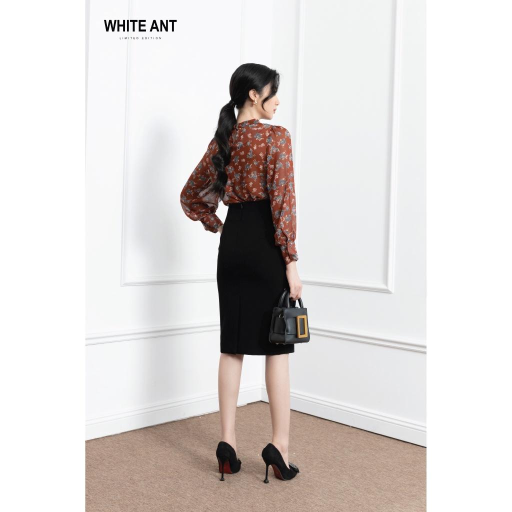 Áo Sơ Mi Nữ Công Sở Dài Tay WHITE ANT Thiết Kế Cổ Dây Nơ Có Thể Tháo Rời, Chất Liệu Voan Chiffon Mềm Mịn 170300108
