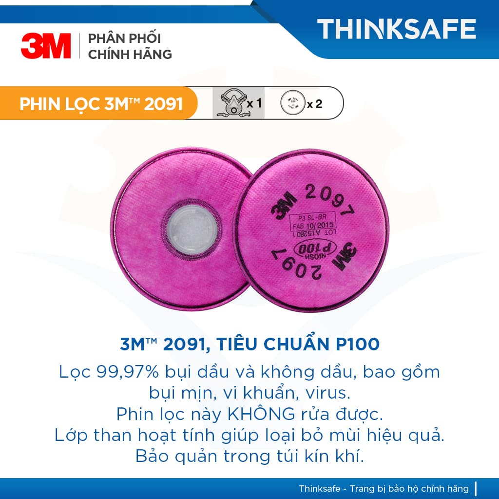 Mặt nạ phòng độc 3M 6200 phin lọc 3M 2097 lọc bụi mịn pm2.5, khói hàn, chống hơi sơn 3m 6200 - 3m 2097