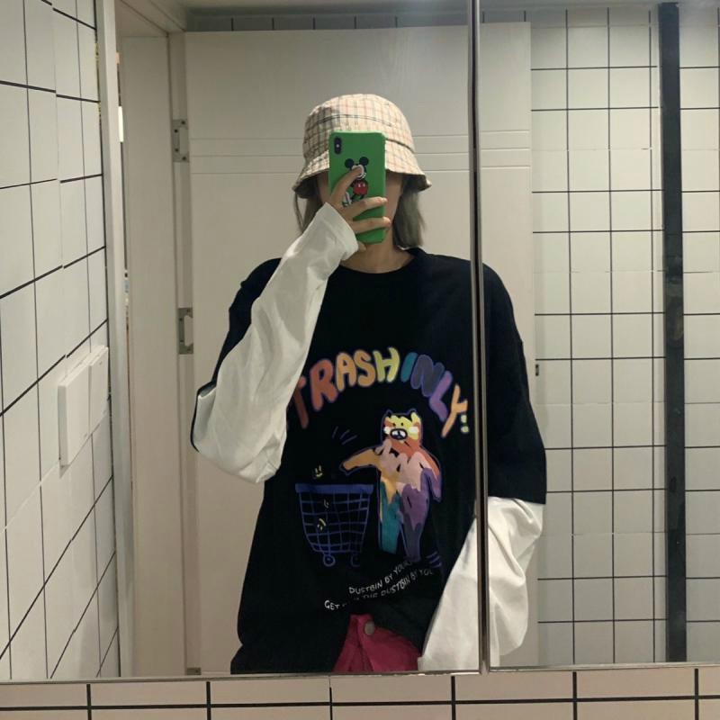 Áo Thun Tay Dài Unisex Ráp Tay TRASHINLY Ulzzang Thu Đông
