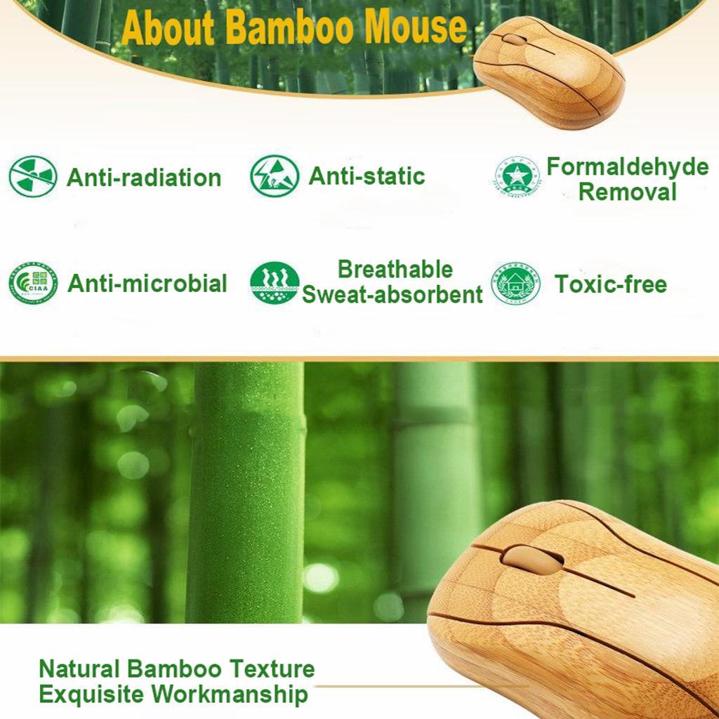 Natural Bamboo  Wireless Optical Mouse for Notebook Laptop PC Computers