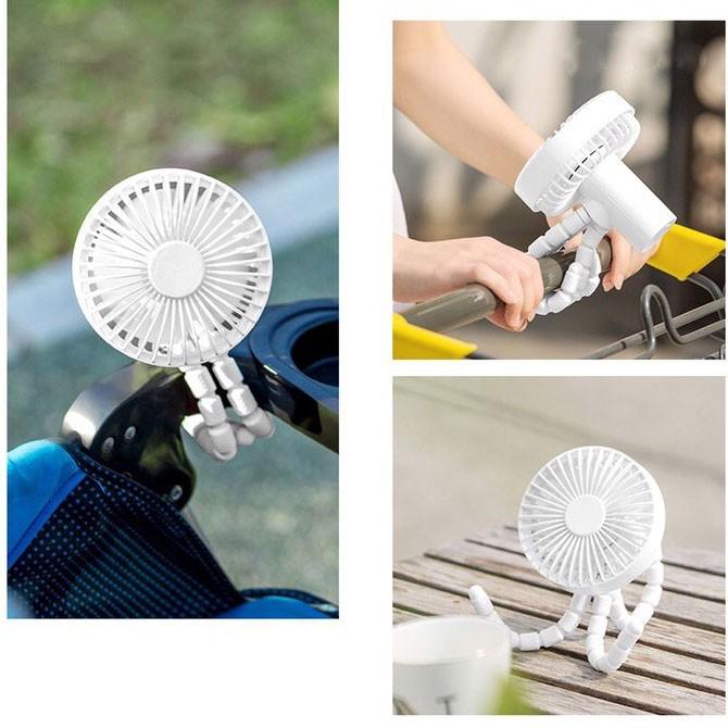 Quạt mini tích điện dành cho Tripod Fan 3 chân xoắn - cầm tay - sạc điện dự phòng - để bàn - Pin Sạc 1800mAh - GXZ-F1010