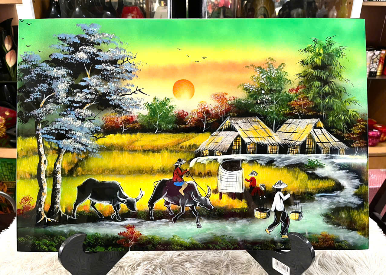Tranh sơn mài - ĐỒNG QUÊ VIỆT NAM - Size 40x60 cm