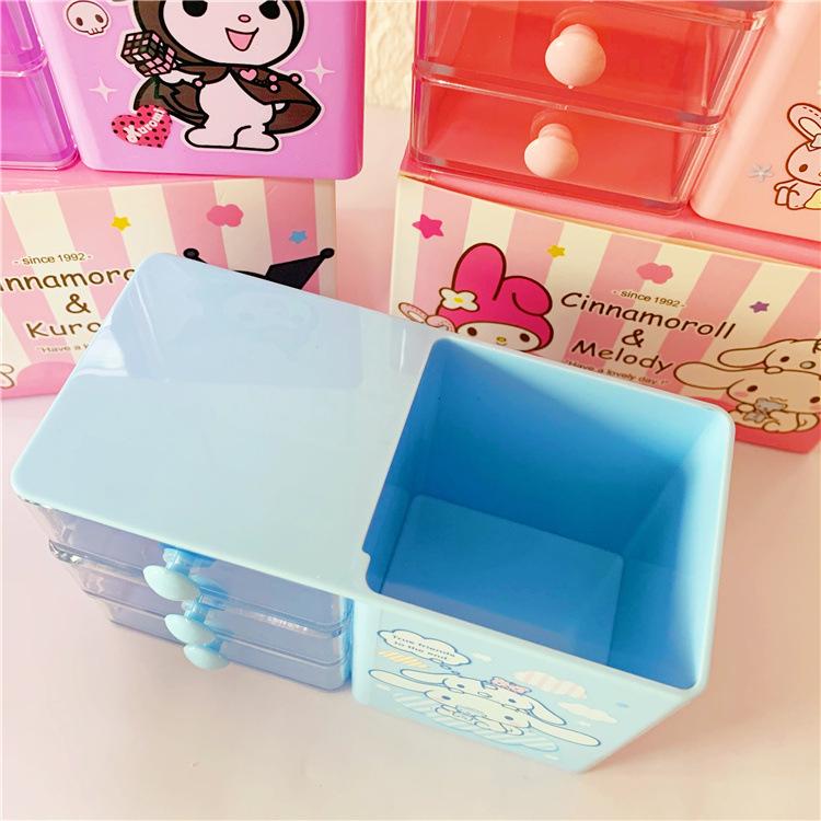 Sanrio Hello Kitty Hoạt Hình Bút Hộp Bảo Quản Bàn Trang Điểm Túi Đựng Cọ Trang Sức Hộp Bảo Quản Cô Gái Cậu Bé Bút Xô