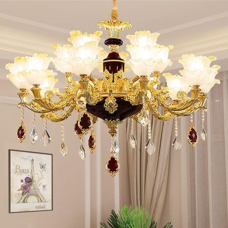 Đèn chùm trang trí nội thất IRELIA phong cách Châu Âu hiện đại loại 6, 8, 15 tay - Tặng kèm bóng LED cao cấp