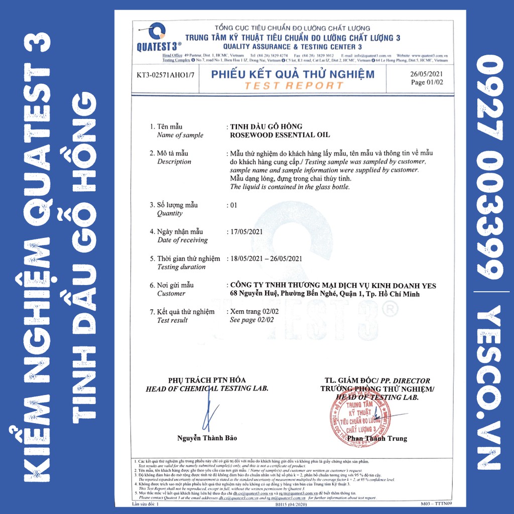 TINH DẦU GỖ HỒNG YES!