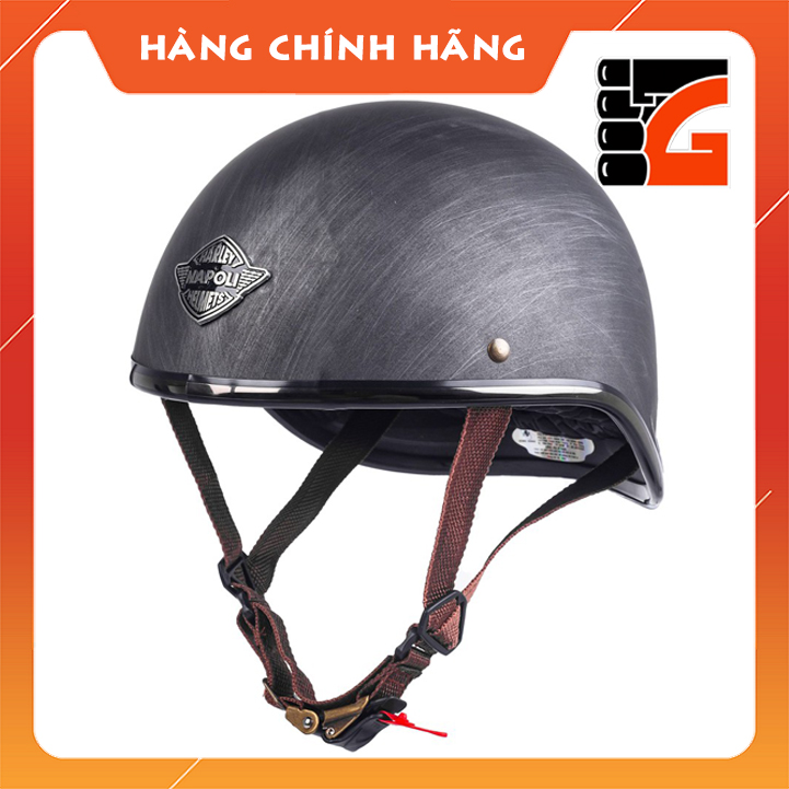 Mũ Bảo Hiểm ½ Đầu NAPOLI GANGSTER - Màu Đen giả xước Free Size (55 -58CM)