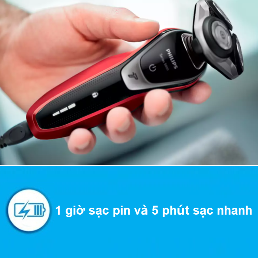 Máy cạo râu khô và ướt cao cấp Philips S5390/12 có đầu tỉa tóc mai và ria mép - Hàng nhập khẩu