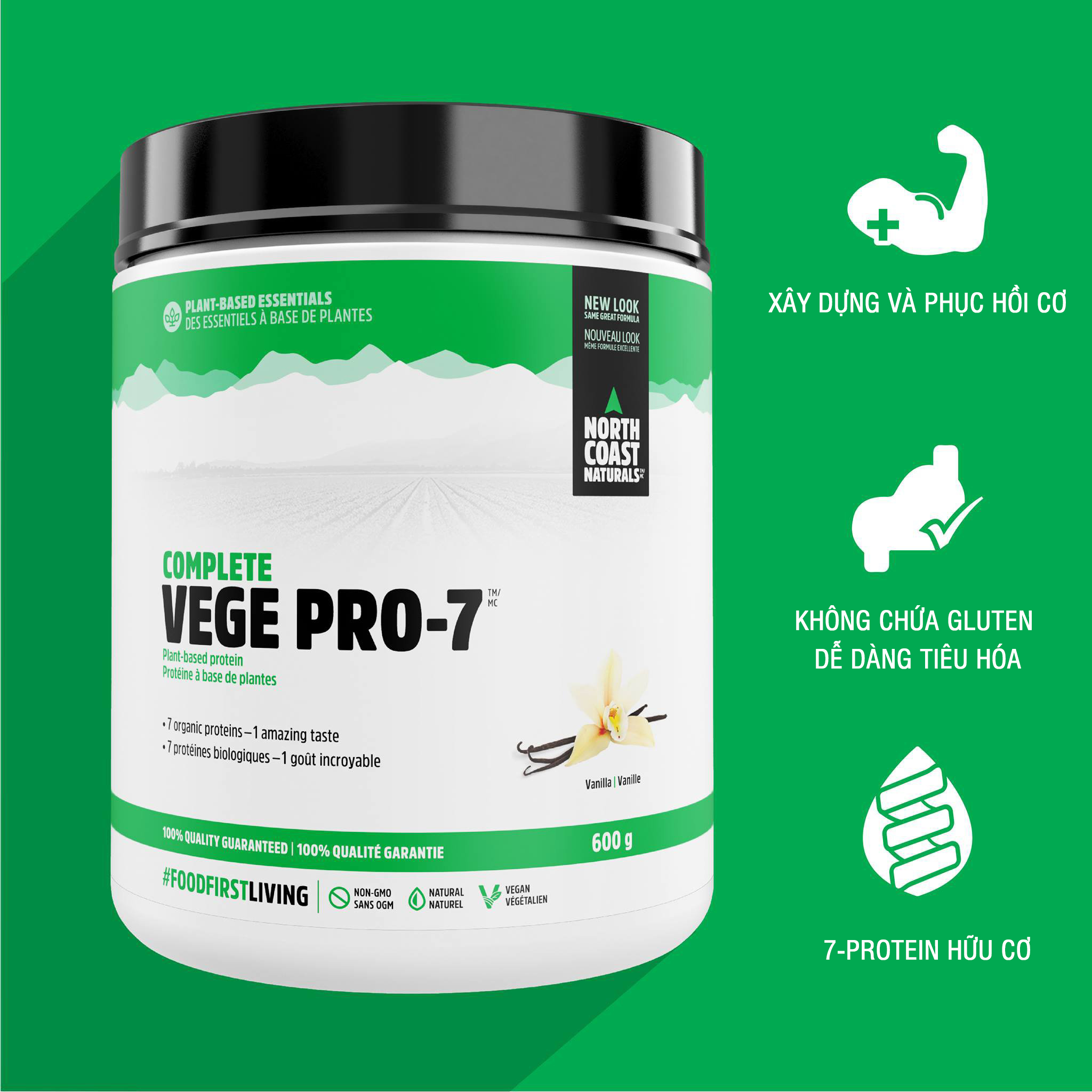 Protein Thực Vật Hữu Cơ Complete Vege Pro-7 North Coast Naturals - Hộp 600g