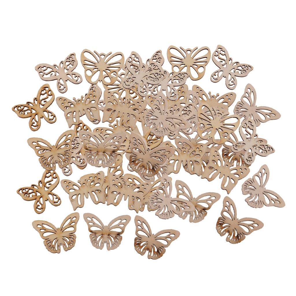 50 Con Tự Nhiên Khắc Butterlfy Gỗ Đồ Trang Trí Tôn Dáng Tự Làm Nghệ Thuật Thủ Công