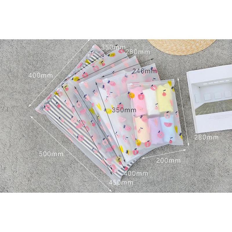 Túi zip đựng quần áo và mỹ phẩm bằng nhựa trong suốt họa tiết trái cây