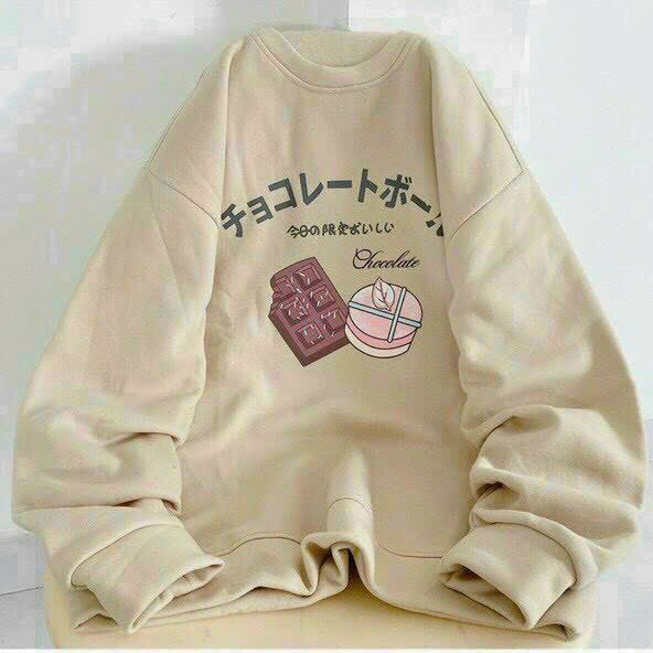 Áo sweater in CHOCOLATE,  form dưới 70kg, tay phồng siêu dễ thương