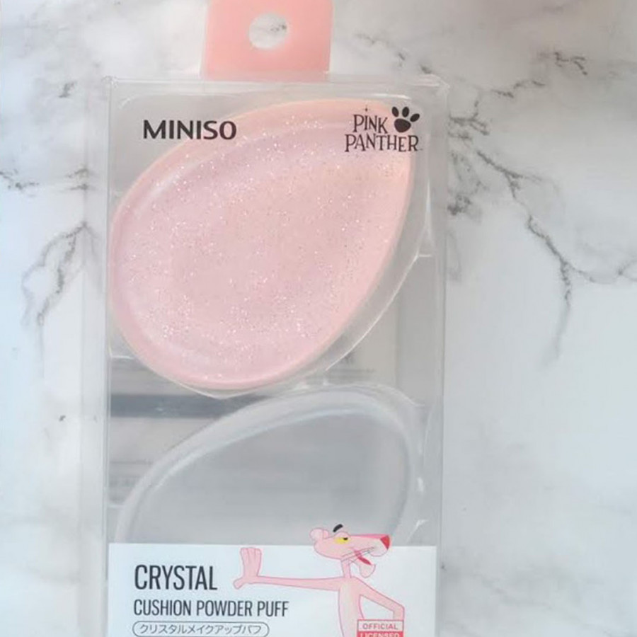 2 mút tán kem nền, phấn nước, kem che khuyết điểm bằng silicone Nhật Bản MINISO PINK PANTHER CRYSTAL CUSHION POWDER PUFF - MNS024