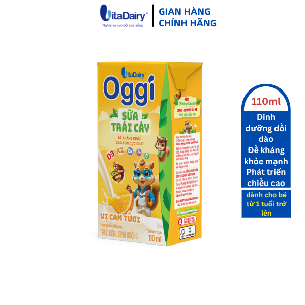 TUDD Sữa trái cây Oggi vị cam tươi 110ml - VitaDairy