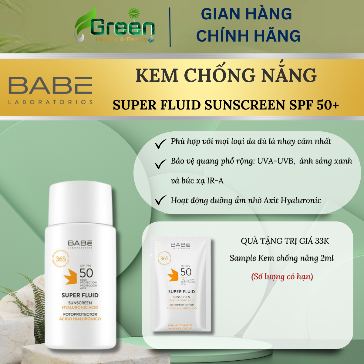 Kem chống nắng BABE Super Fluid Sunscreen SPF50