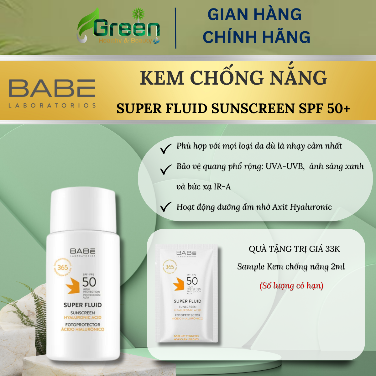 Kem chống nắng BABE Super Fluid Sunscreen SPF50 (50ml)