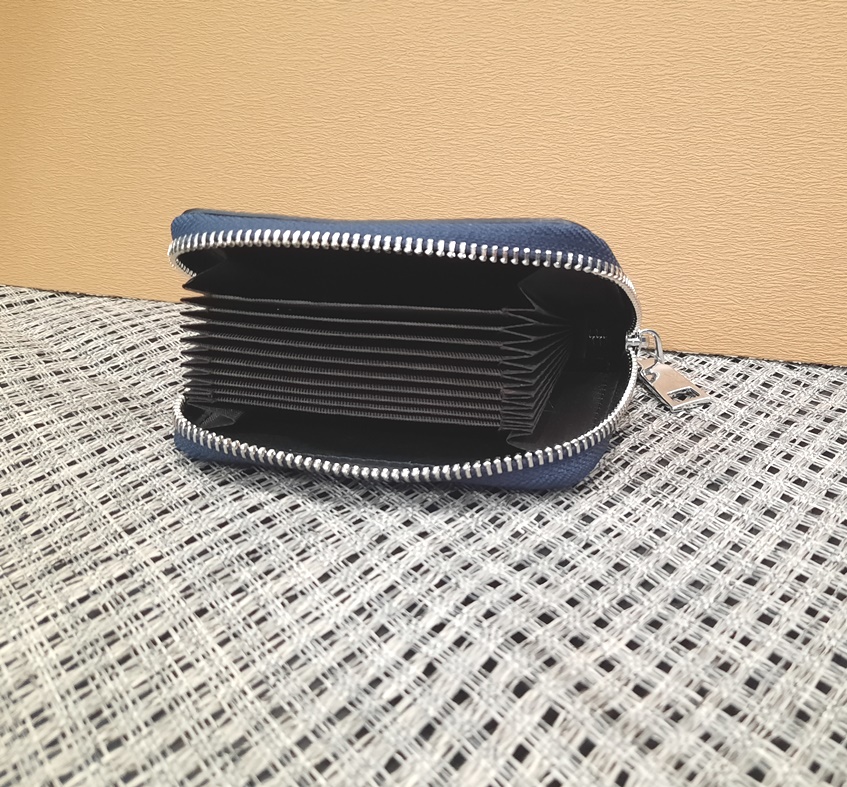 Ví card mini da bò cao cấp Kalanos KBN550-Navy, ví nhỏ đựng thẻ màu xanh Navy