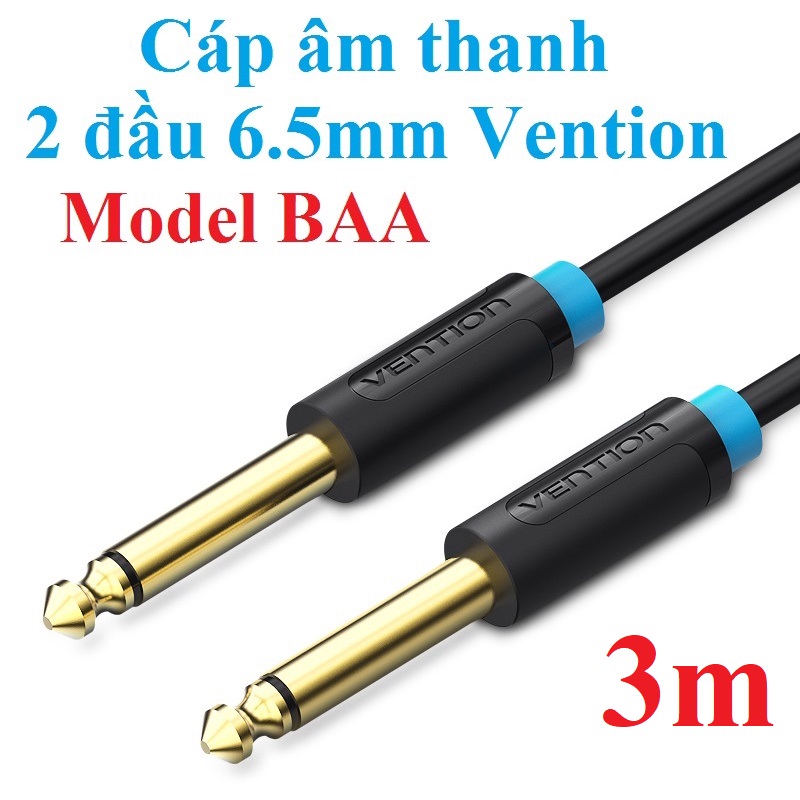 [ 6.5 male ra 6.5 male ] Cáp audio hai đầu 6.5mm Vention BAABI - Hàng chính hãng