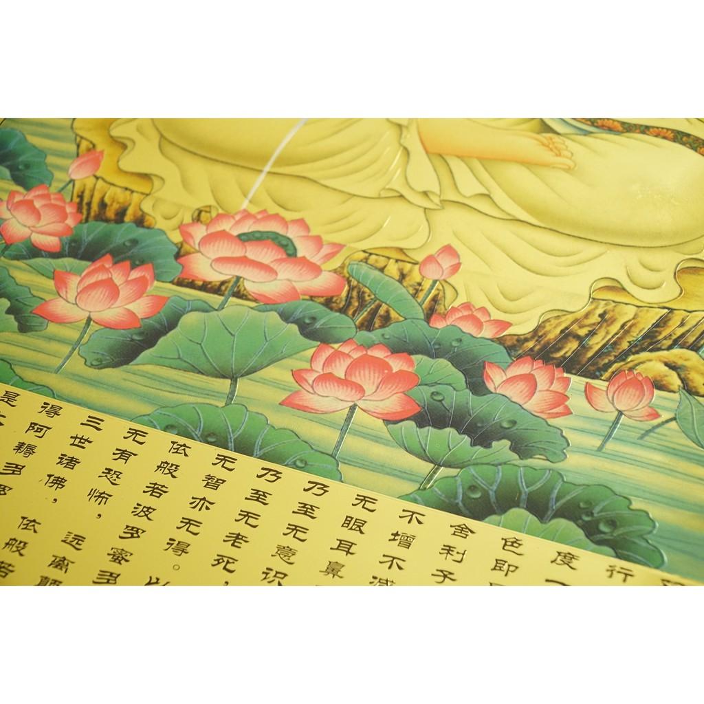 Tranh Phật Bà Quan Thế Âm Bồ Tát 3D treo tường mạ vàng - 76x40cm