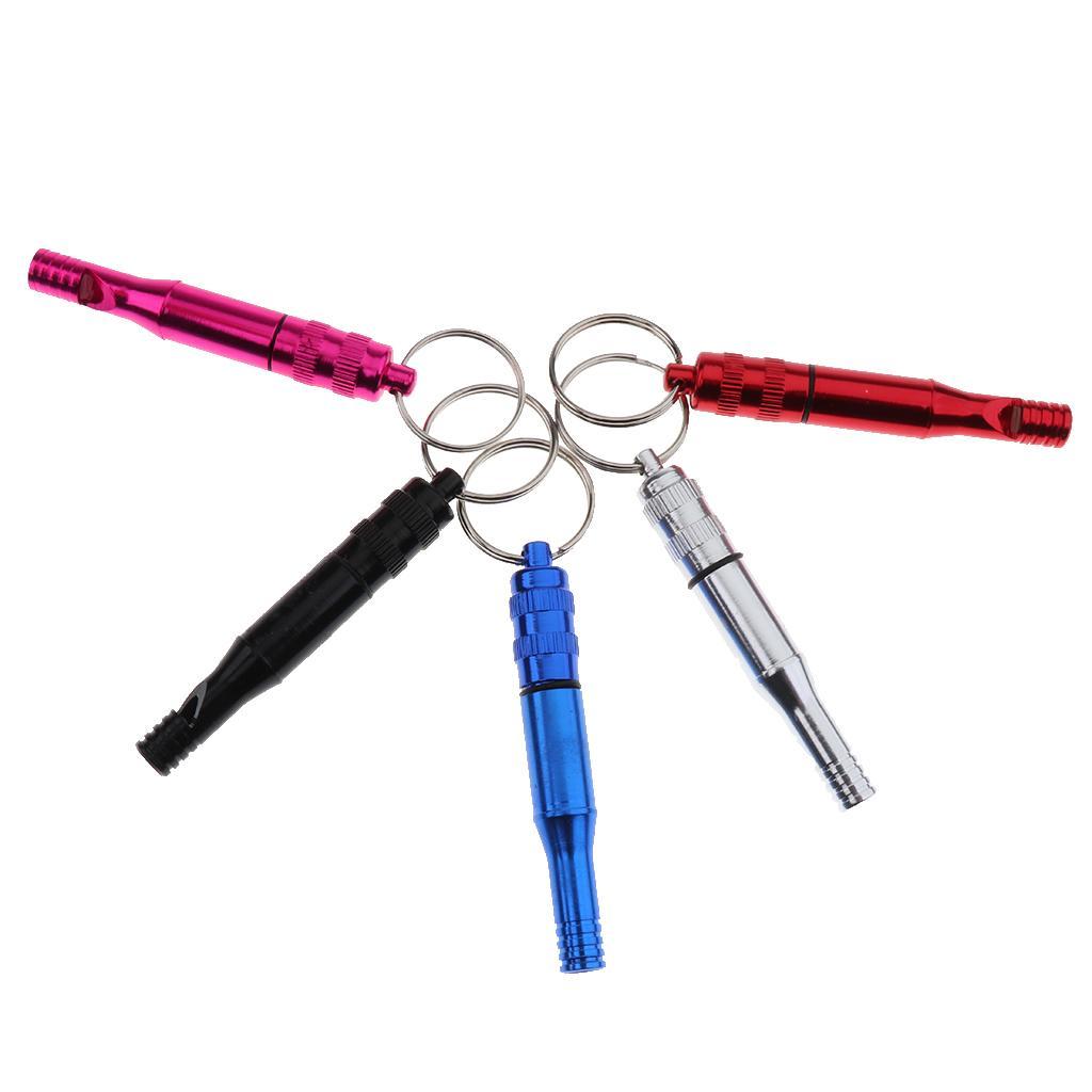 5pcs Aluminum Alloy Emergency Safety Whistle with Waterproof Compartment & Key Ring for Outdoor Hiking Travel Camping Boating