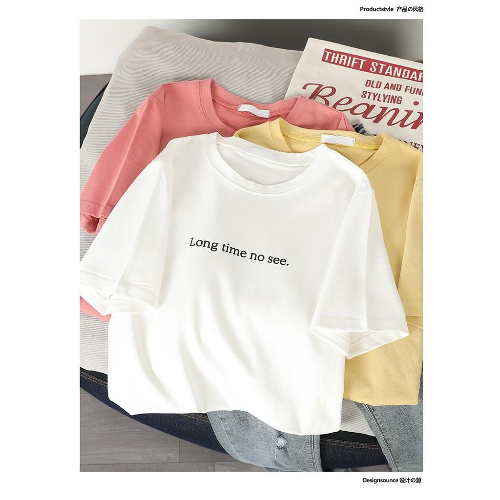 Áo thun nữ chữ LONG TIME NO SEE tay lỡ form rộng